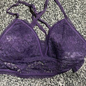 Xhilaration Purple Lace Longline Bralette--/size L